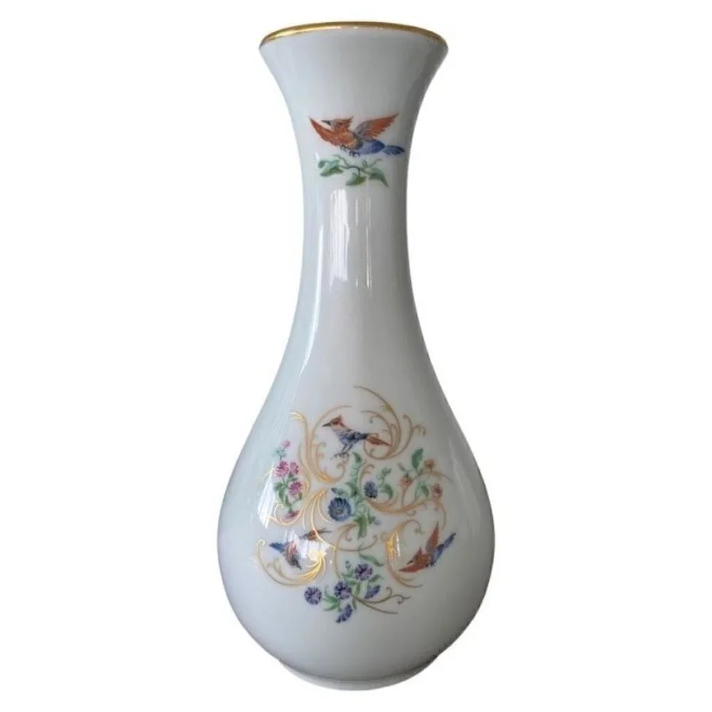 Limoges Castel France for Chinacraft Bud Vase Floral and Birds